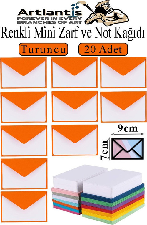 Turuncu Mini Zarf 7x9 cm Not Kağıtlı 20 Adet Küçük Turuncu Zarf Mektup Oyun Zarfı Doğum Günü Dilekleri Zarfı Canlı Renk