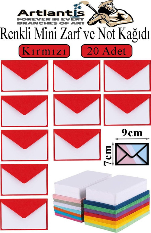 Kırmızı Mini Zarf 7x9 cm Not Kağıtlı 20 Adet Küçük Kırmızı Zarf Mektup Oyun Zarfı Doğum Günü Dilekleri Zarfı Canlı Renk