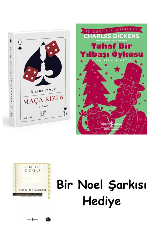 İş Bankası Kültür Yayınları Maça Kızı 8 - 1. Kitap (Ciltli) + Tuhaf Bir Yılbaşı Öyküsü + Bir Noel Şarkısı