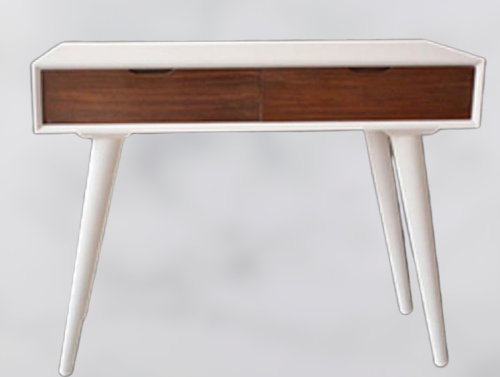 Dresuar 12914 Torna Retro Ahşap Kayın ayak MDF tabla Beyaz-CEVİZ uyum El Yapım