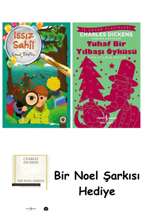 İş Bankası Kültür Yayınları Meraklı Çocuklar - Issız Sahil + Tuhaf Bir Yılbaşı Öyküsü + Bir Noel Şarkısı