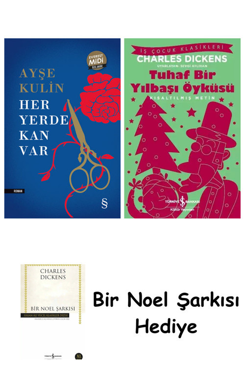 İş Bankası Kültür Yayınları Her Yerde Kan Var (Midi Boy) + Tuhaf Bir Yılbaşı Öyküsü + Bir Noel Şarkısı