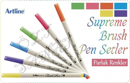 Supreme BRUSH PEN-PARLAK Tonlar 6 Renk Set- (neon ve bright renkler)