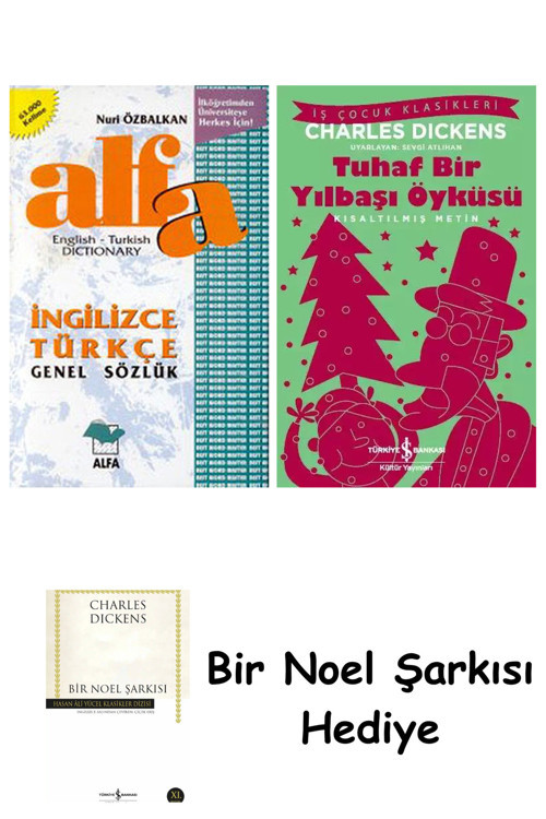 İş Bankası Kültür Yayınları Alfa İngilizce - Türkçe Genel Sözlük + Tuhaf Bir Yılbaşı Öyküsü + Bir Noel Şarkısı