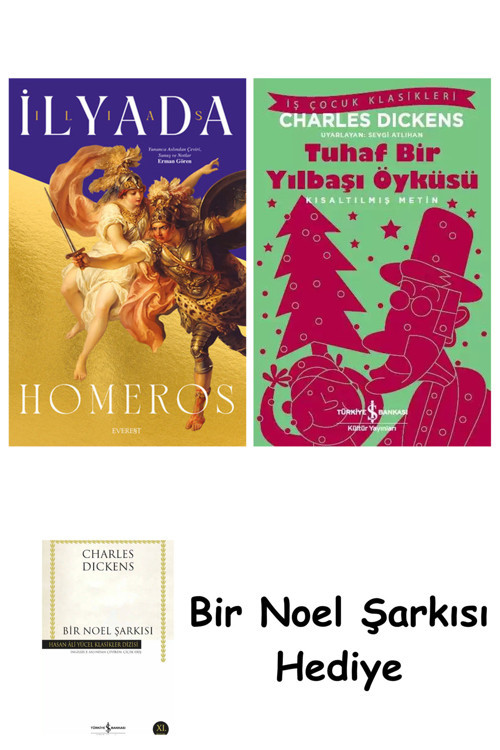 İş Bankası Kültür Yayınları İlyada (Ciltli) + Tuhaf Bir Yılbaşı Öyküsü + Bir Noel Şarkısı