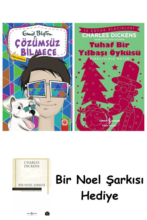 İş Bankası Kültür Yayınları Çözümsüz Bilmece - Genç Maceracılar 2 + Tuhaf Bir Yılbaşı Öyküsü + Bir Noel Şarkısı