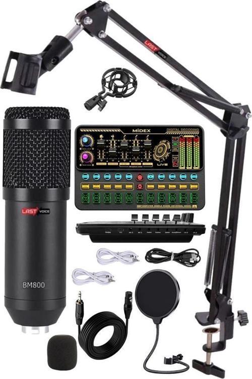 BM800 Live Platinium Set Efektli Ses Kartı Mikrofon Stand Kayıt Canlı Yayın Seti (PC ve Telefon)