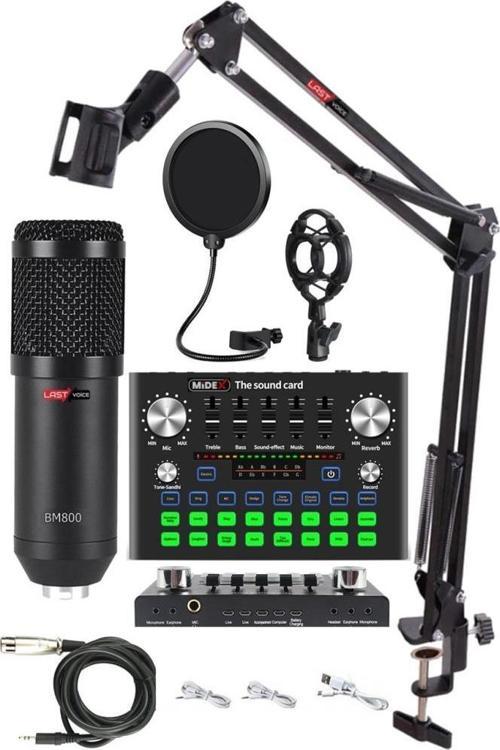 BM800 Live Plus Set Efektli Ses Kartı Mikrofon Stand Kayıt Canlı Yayın Seti (PC ve Telefon)