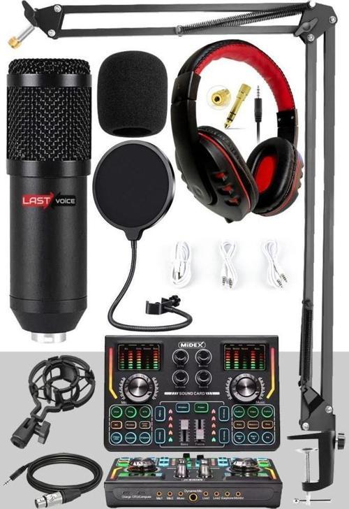 BM800 Titanium Set Efektli Ses Kartı Mikrofon Kulaklık Stand Kayıt Canlı Yayın (PC ve Telefon)