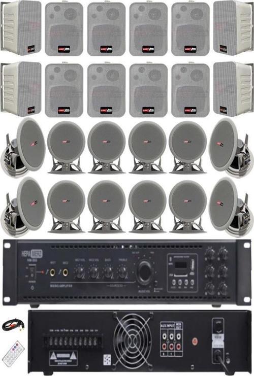 Double Paket-7 Amfili Duvar ve Tavan Hoparlör Seti