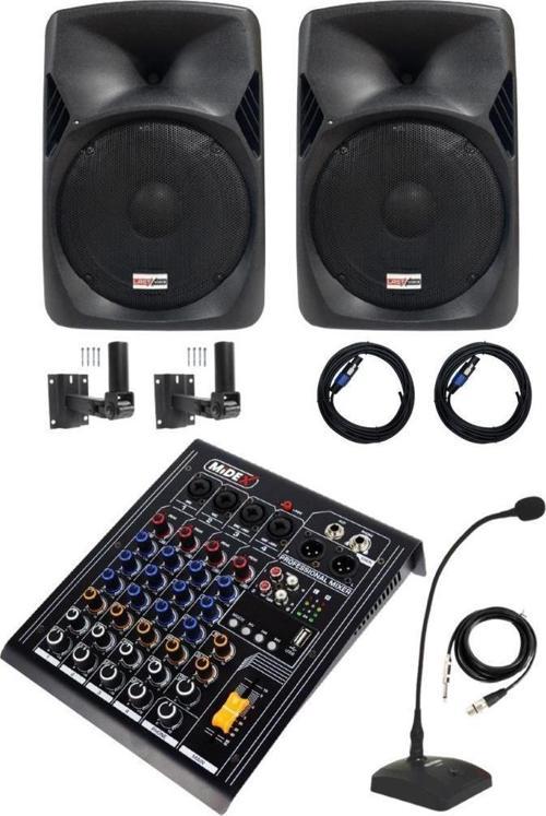 Hall Paket-2 Ses Sistemi Mixer Hoparlör Paketi (Kapalı Alan toplantıları İçin)