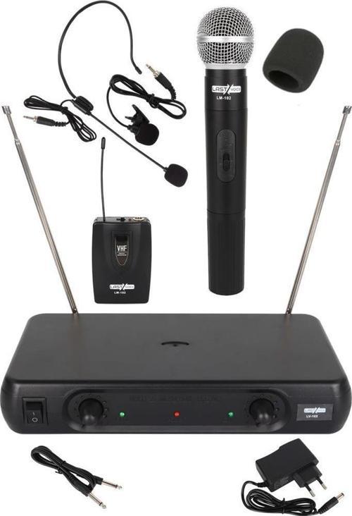 LM-102EY Çiftli EL Yaka Headset VHF Telsiz Kablosuz Mikrofon