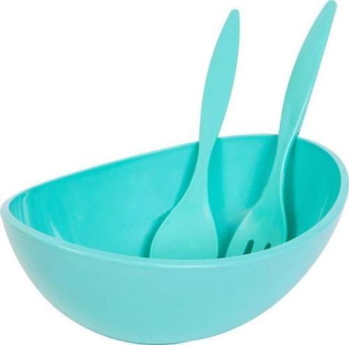 Akrilik Mürdüm Kaşıklı Salata Kasesi & Karıştırma Kabı
