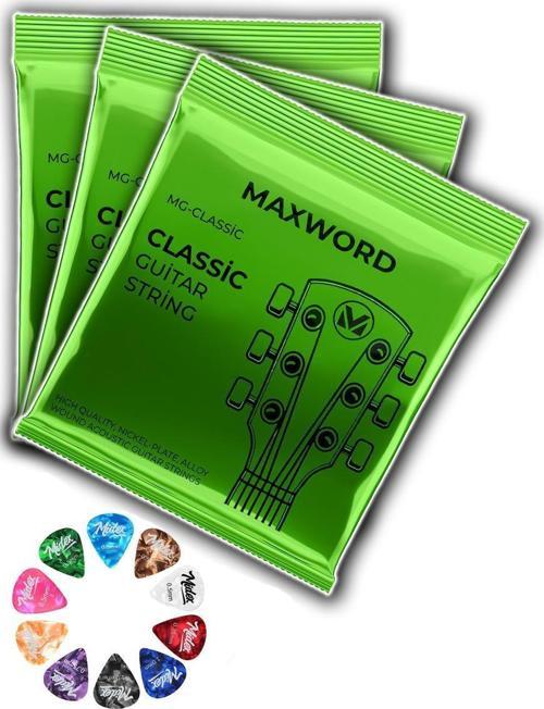GT-Classic-3X Kaliteli Klasik Gitar Teli 3 Takım Set (10 Pena Hediye)