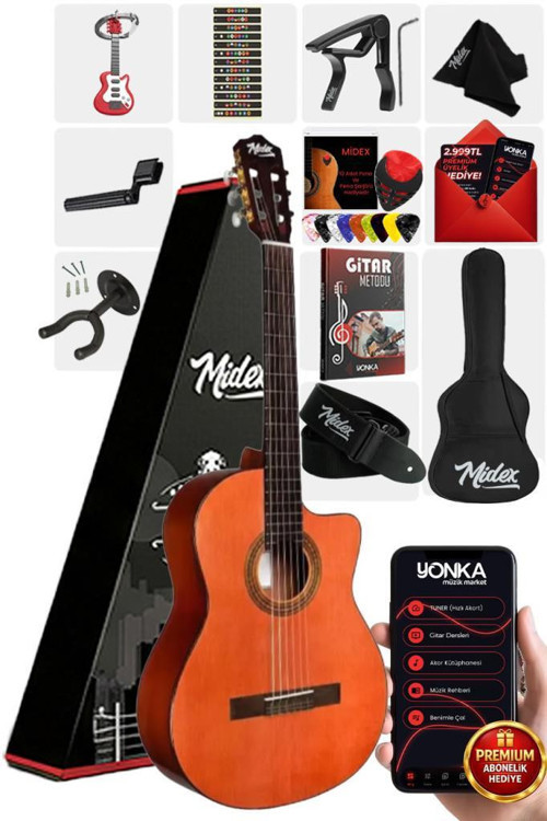 CG-390M-XBAG Klasik Gitar 4/4 Sap Ayarlı Kesik Kasa (Çanta Tuner Askı Capo Metod Pena)