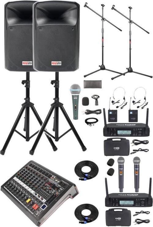 Extreme Paket-3 Mixer Hoparlör Mikrofon Full Ses Sistemi Seti