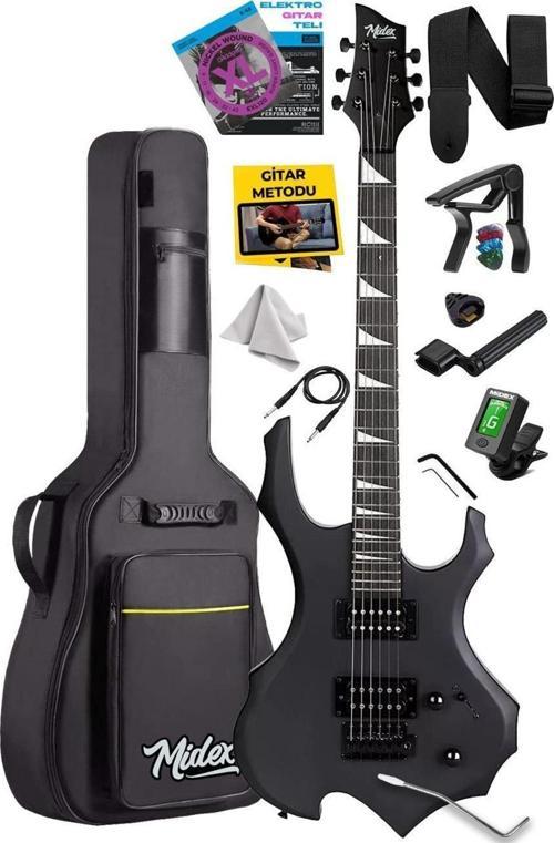 Force Masif Ağaç Üst Seviye Elektro Gitar H-H Profesyonel Full Set Aksesuarlı