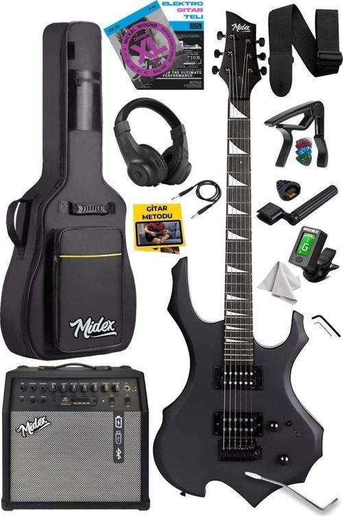 Force-AMP50 Üst Seviye 50 Watt Amfili Elektro Gitar H-H Profesyonel Full Set Aksesuarlı