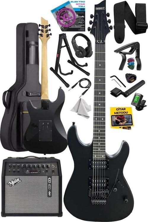 GRX-300-50-AMP Profesyonel Elektro Gitar Seti 50 Watt Gainli Şarjlı Bluetooth'lu Amfi ve Full Set