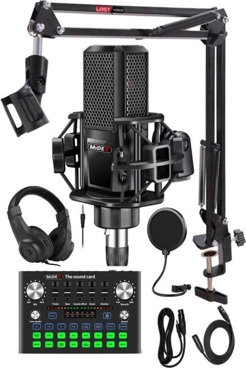 MX-2020 Compact Set-1 Efektli Ses Kartı Mikrofon Stand Seti (PC ve Telefon)