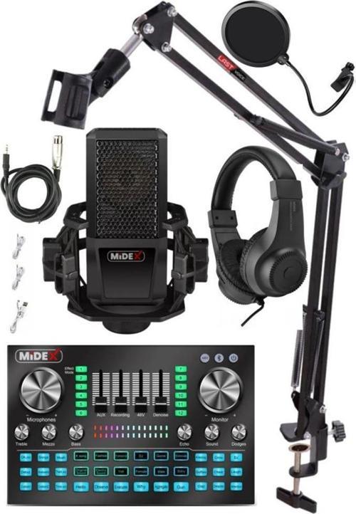 MX-2020 Diamond Set Efektli Ses Kartı Mikrofon Kulaklık Stand Kayıt Canlı Yayın Seti (PC ve Telefon)