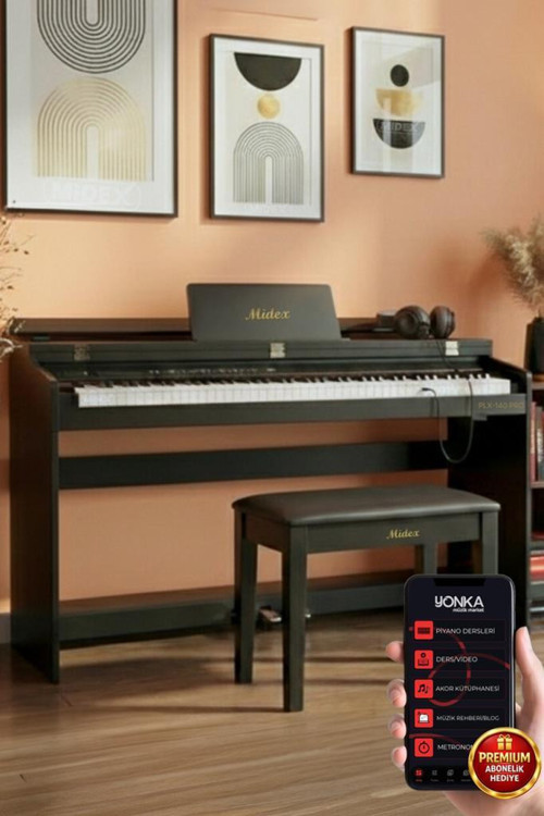 PLX-140 PRO-BK Dijital Piyano Bluetooth Tuş Hassasiyeti 88 Tuşlu Kapaklı (Kulaklık ve Tabure)