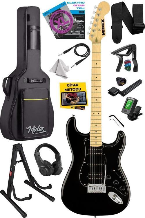 RPH-40BK-ST Full Black Elektro Gitar Seti HSH Manyetik Maple Klavye Üst Kalite