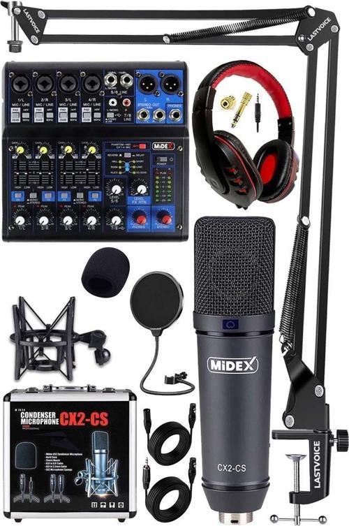 Wizard Paket-3 CX2 Stüdyo Mikrofon MDX-06FXU Stüdyo Kayıt Mikseri Kulaklık Ekipman Seti