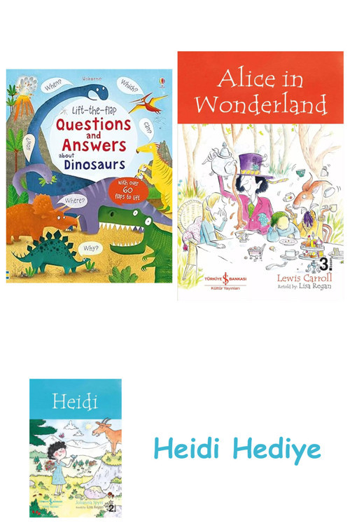 Bloomsbury Lift-The-Flap Questions And Answers About Dinosaurs + Alice İn Wonderland + Heidi