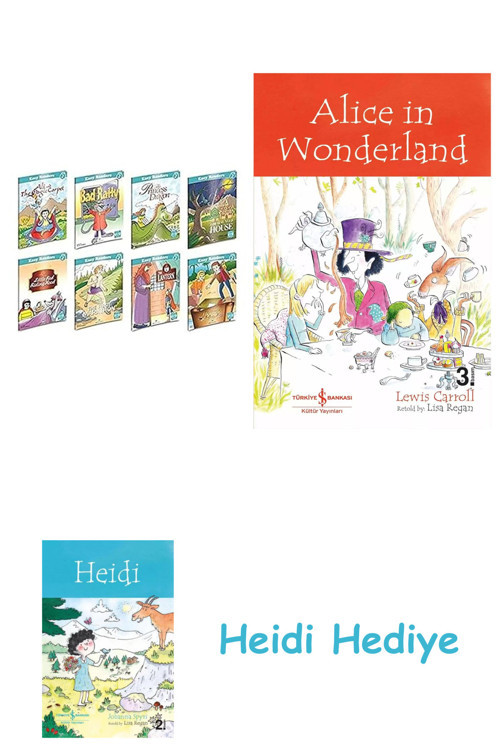 Bloomsbury İngilizce Hikaye Seti 8 Kitap - Level-2 Karekod Dinlemeli + Alice İn Wonderland + Heidi
