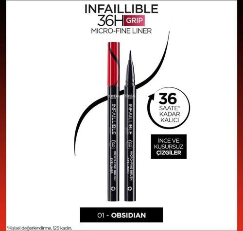 Infaillible 36H Grip Micro Fine Eyeliner 01 Obsidian - Siyah