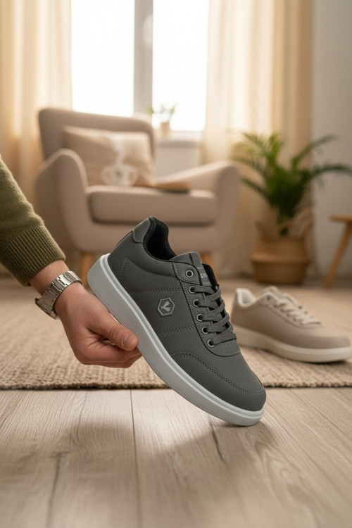 Enoch Kumaş Detaylı ve Garnili Esnek Tabanlı Bağcıklı Erkek Casual Sneaker