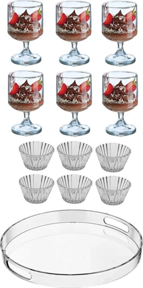 13 Adet Mika Magnolia Bardak| Reçellik Sosluk Lokumluk| Servis Tepsisi| Çeyiz Mutfak Gereçleri