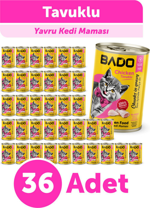 Yavru Kedi Yaş Maması Tavuk Etli 400GR 36Lı