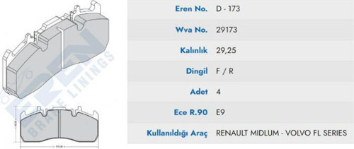 DISK BALATA RENAULT VOLVO ARKA KÜÇÜK 29173