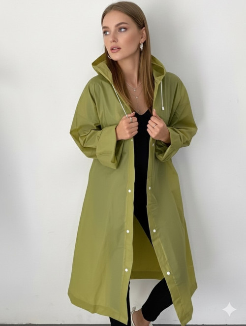 Haki Eva Kumaş Su Rüzgar Geçirmez Yağmurluk