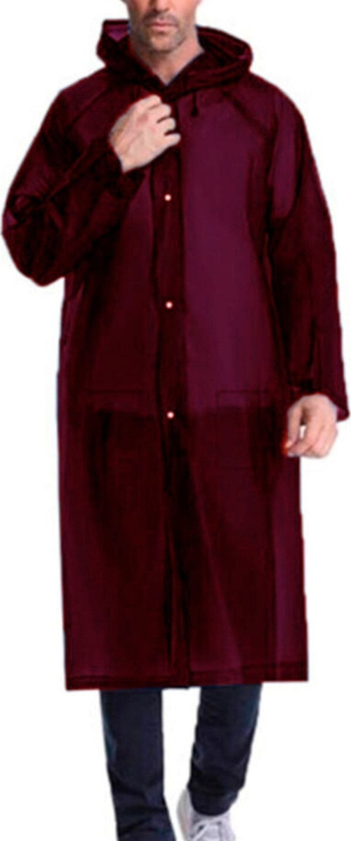 Kadın Erkek Yağmurluk Kapüşonlu Çıtçıtlı Eva Bordo Yağmurluk M21Mrc881R07