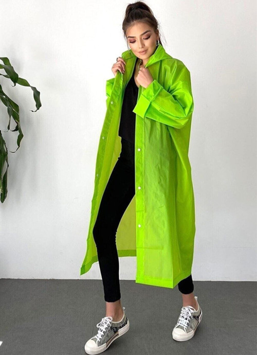 Lagom Moda Unisex Yeşil Yağmurluk Şeffaf Su Geçirmez Kıyafet Üstü Eva Kumaş Marlux Yağmu
