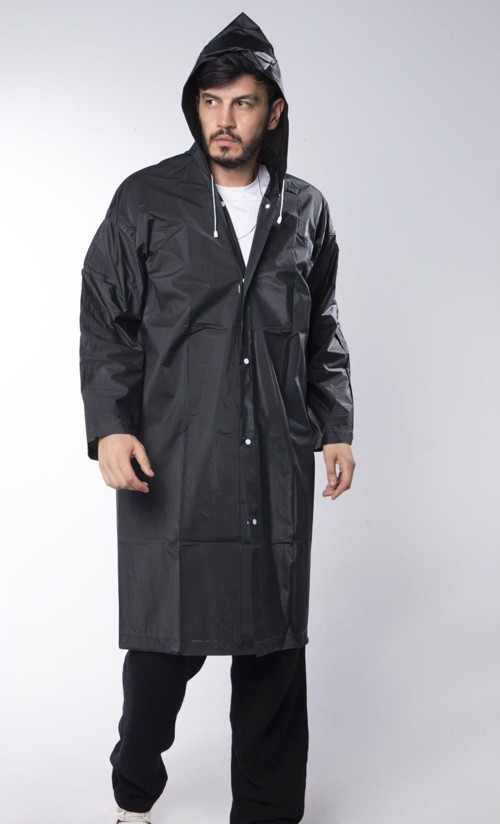 Unisex Siyah Yağmurluk