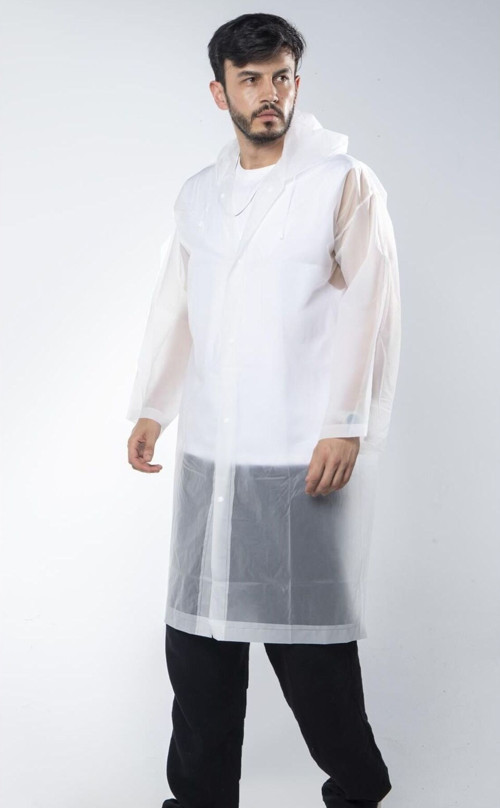 Unisex Beyaz Yağmurluk
