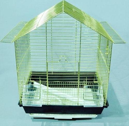 Euro Gold Kuş Telli Üçgen Çatılı Kuş Kafesi Pirinç 34.5x28x45.5 Cm
