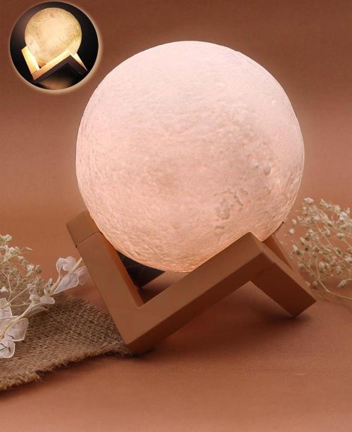 3D Ay Şeklinde Dekoratif Gece Lambası