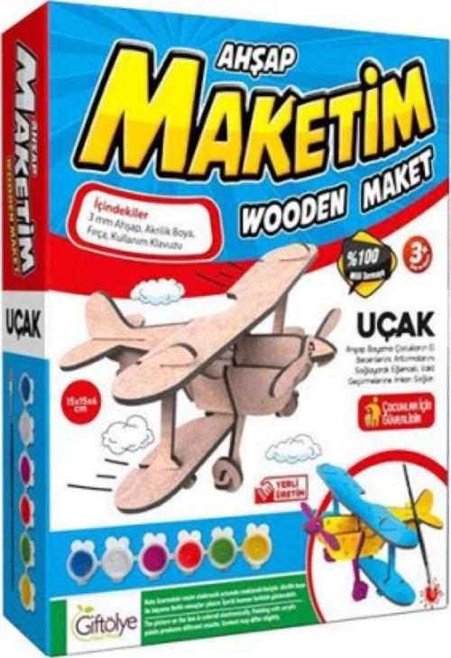 Ahşap Maket Boyama Küçük Boy-Uçak