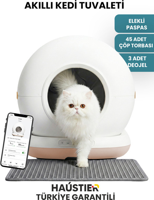 CB001 Akıllı Otomatik Kedi Tuvaleti, APP ile Kontrol, 75lt İç Hazne, 7lt Çöp Haznesi