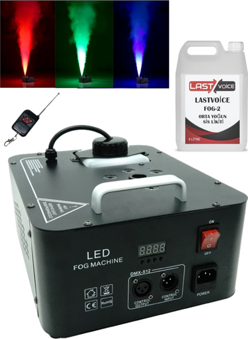 Volcano-2000LK DMX Sis Makinesı 2000 Watt LED Işıklı ve Uzaktan Kumandalı (5 Litre Likitli)