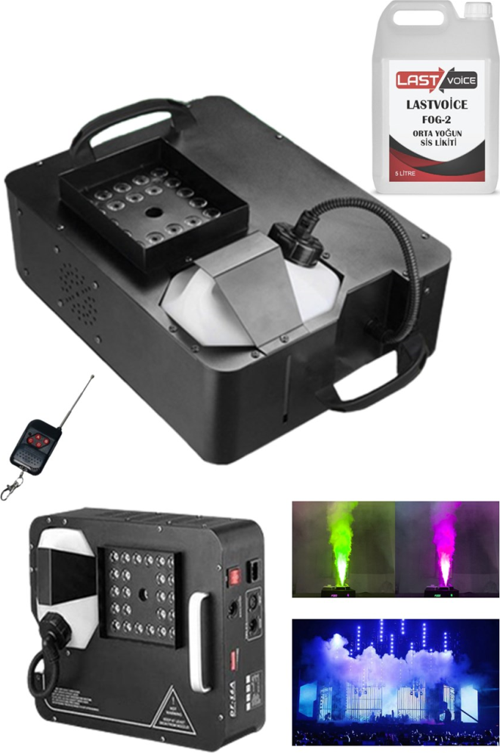 Volcano-2500LK DMX Sis Makinesı 2500 Watt LED Işıklı Uzaktan Kumandalı (5 Litre Likitli)