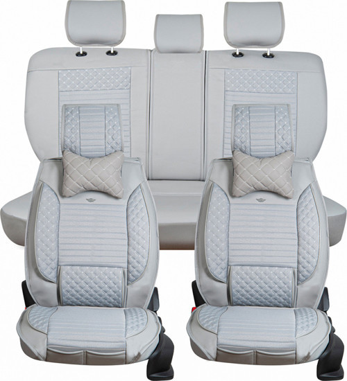 Audi A4 B6-B7 2001-2007 Uyumlu Gri Renk Elite Oto Koltuk Kılıfı Ön Arka Set