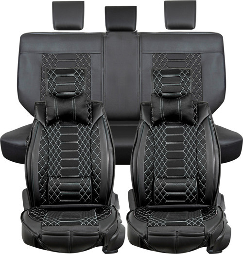 Audi A4 B6-B7 2001-2007 Uyumlu Siyah-Beyaz Renk Royal Oto Koltuk Kılıfı Ön Arka Set