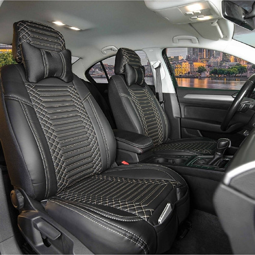 Dacia Duster Lüks Deri Oto Koltuk Kılıfı Ön/Arka Set Exclusive Siyah Beyaz