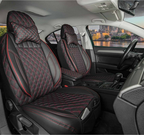 Volvo Xc40 Deri Lüks Yarı Oto Koltuk Kılıfı Ön/Arka Set Siyah Kırmızı